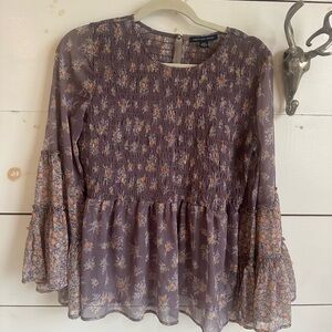 American Eagle Outfitters Purple Floral Fairy Boho Blouse